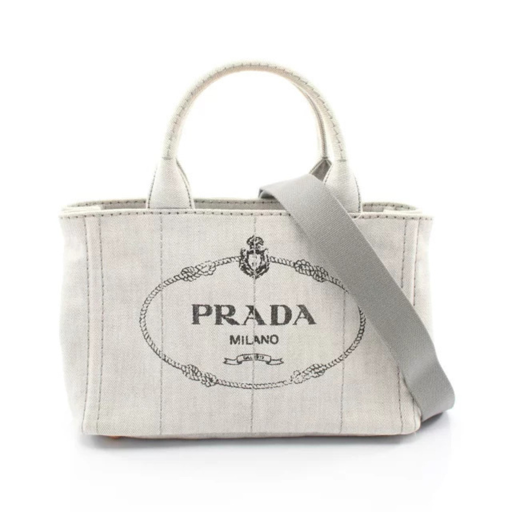 Prada DENIM CANAPA Tote Bag Gray